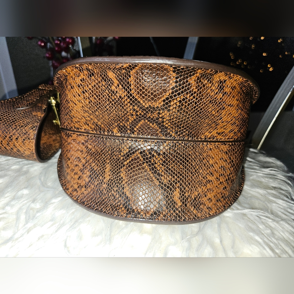 Yuzefi Doris Brown Snake Skin Pattern Bag-EUC - Picture 12 of 15